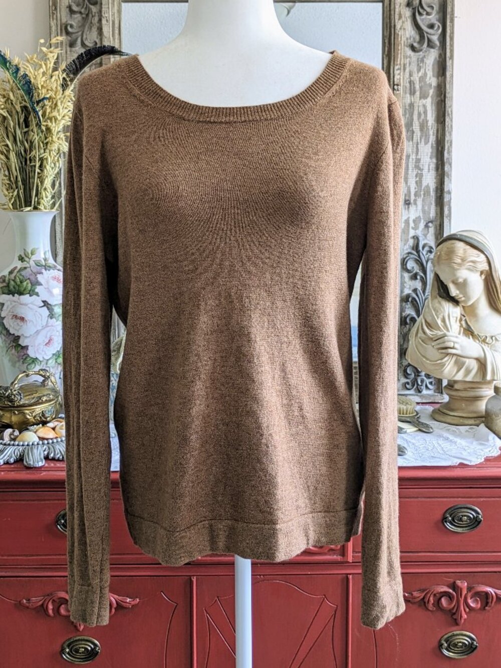 J Crew Mercantile Medium Cotton Wool Sweater Nutmeg Brown Super Soft